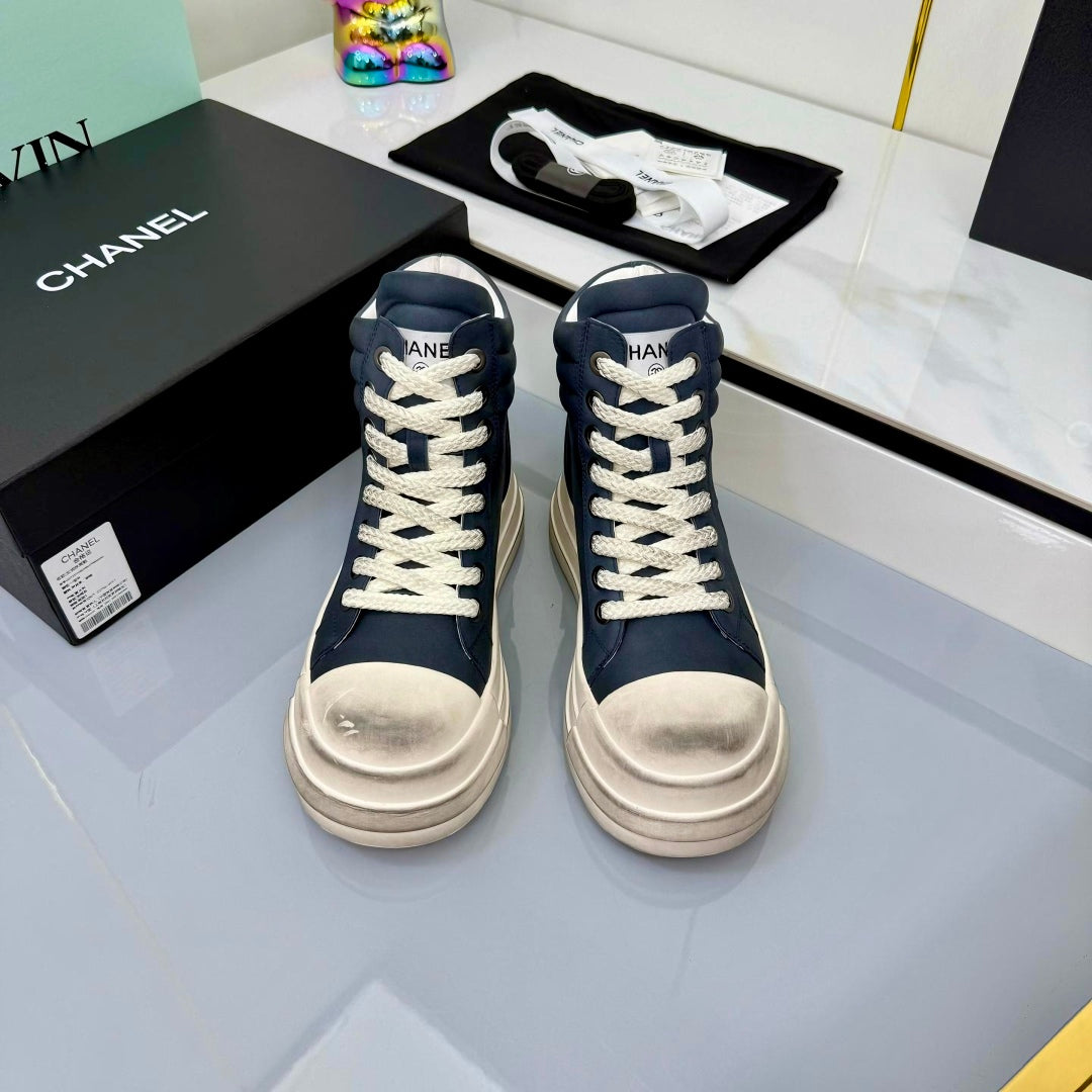 Chanel 25 High Sneaker Blue White Cowhide 469783