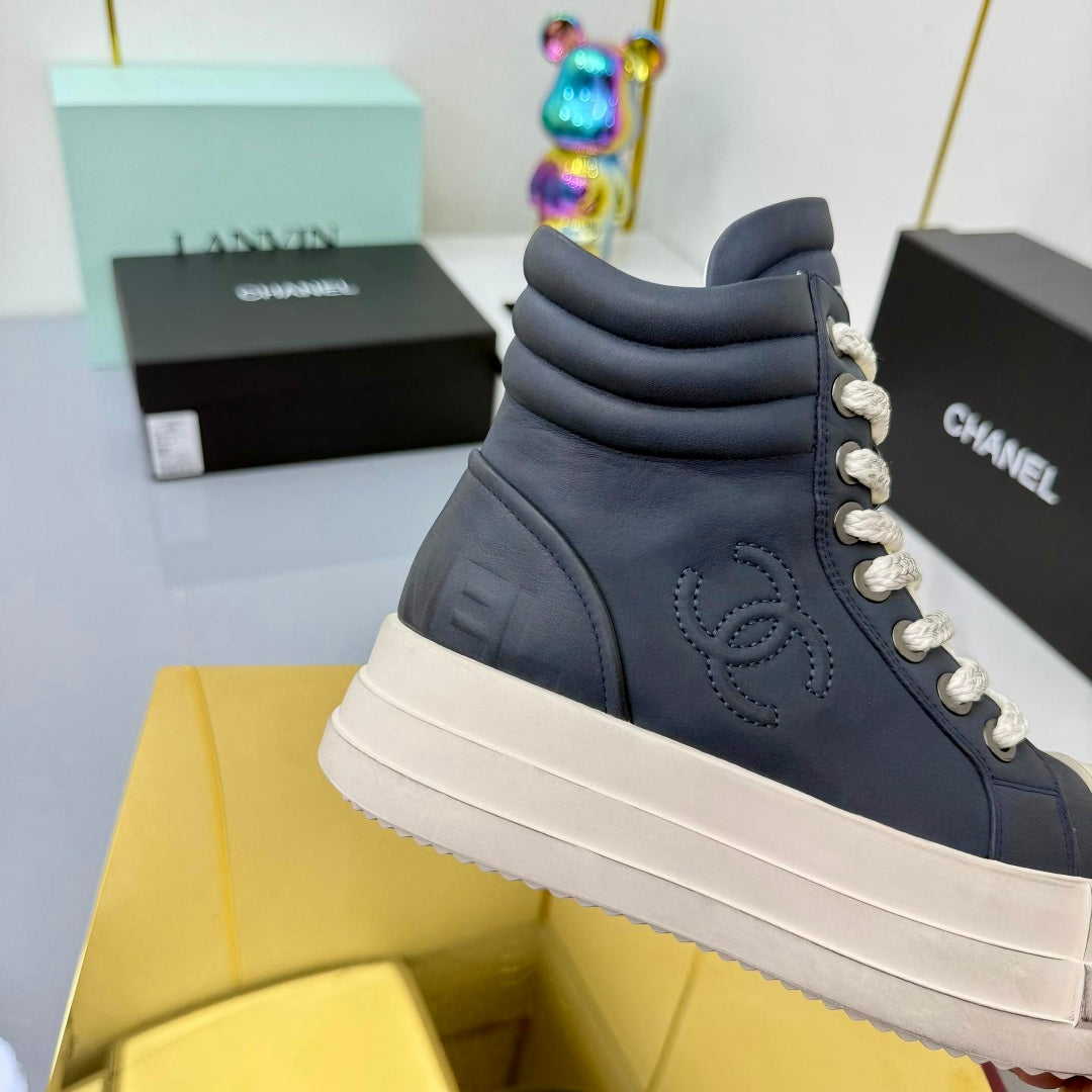 Chanel 25 High Sneaker Blue White Cowhide 469783