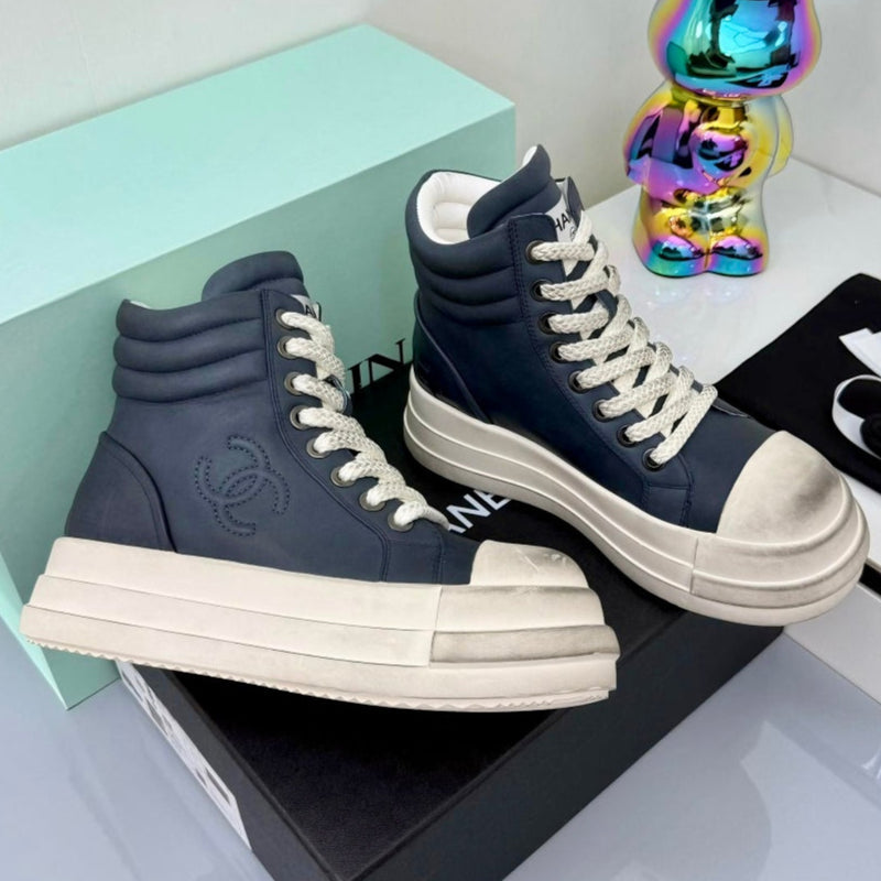 Chanel 25 High Sneaker Blue White Cowhide 469783