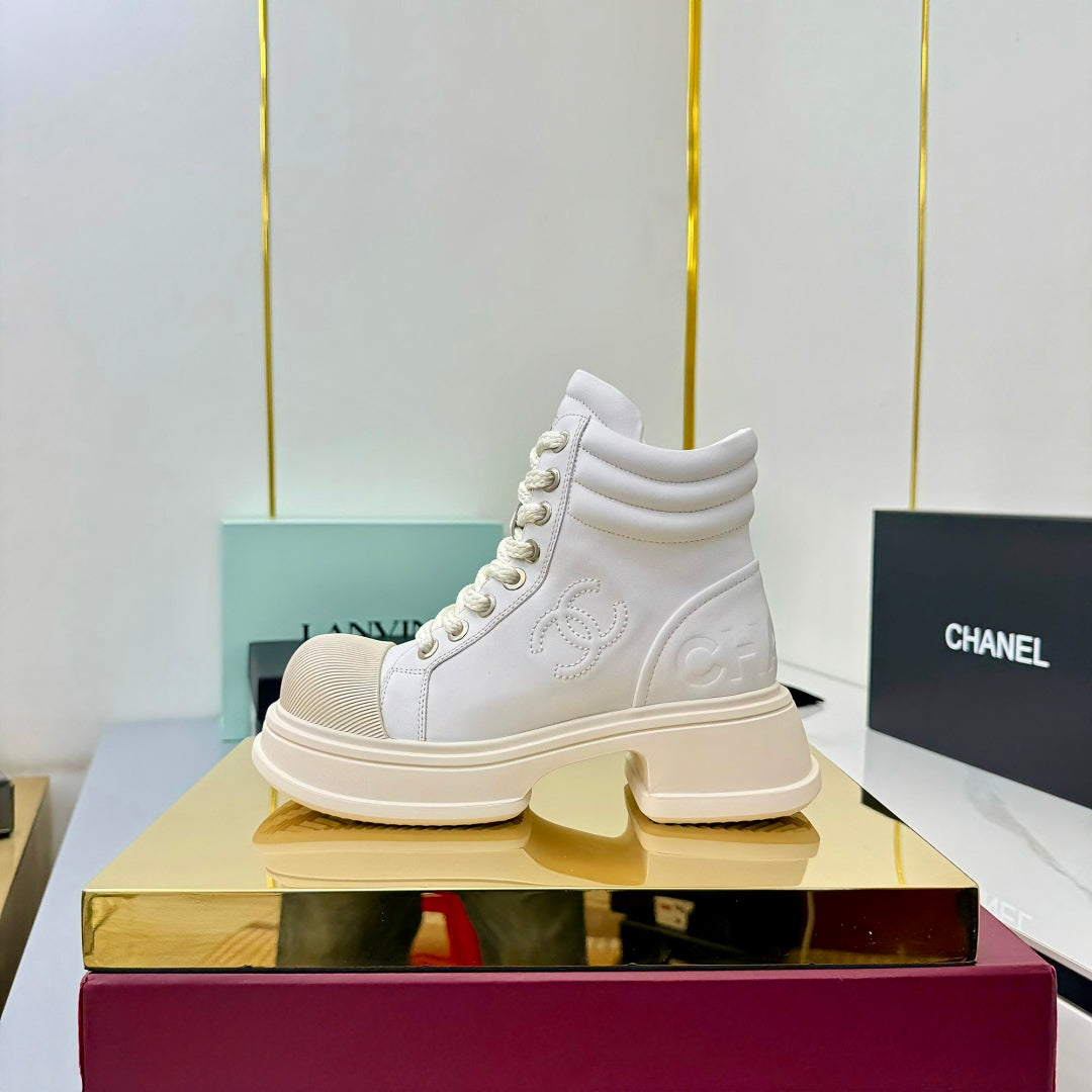 Chanel 2025 High-Top Sneakers White Cowhide 469787