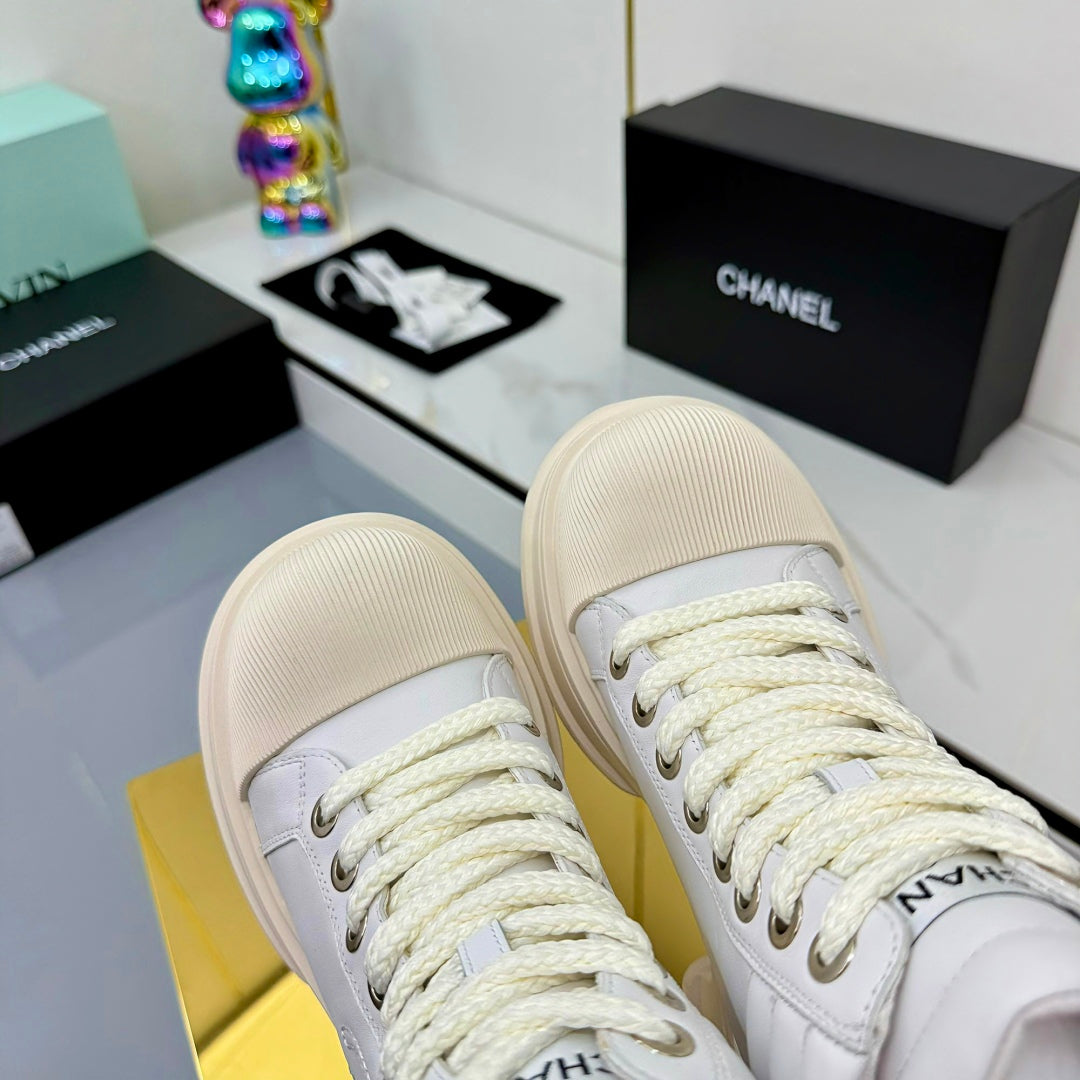 Chanel 2025 High-Top Sneakers White Cowhide 469787