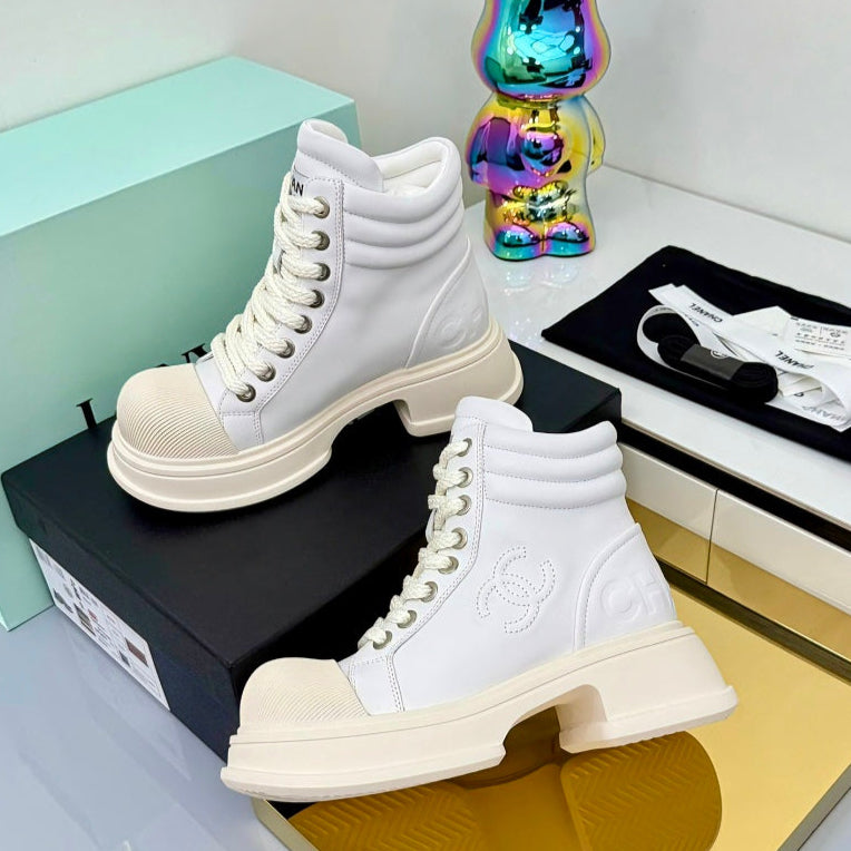 Chanel 2025 High-Top Sneakers White Cowhide 469787