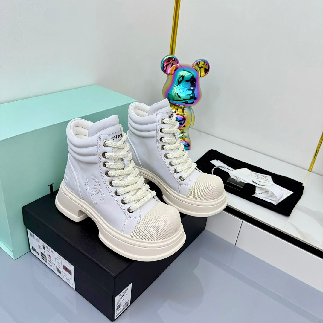 Chanel 2025 High-Top Sneakers White Cowhide 469787