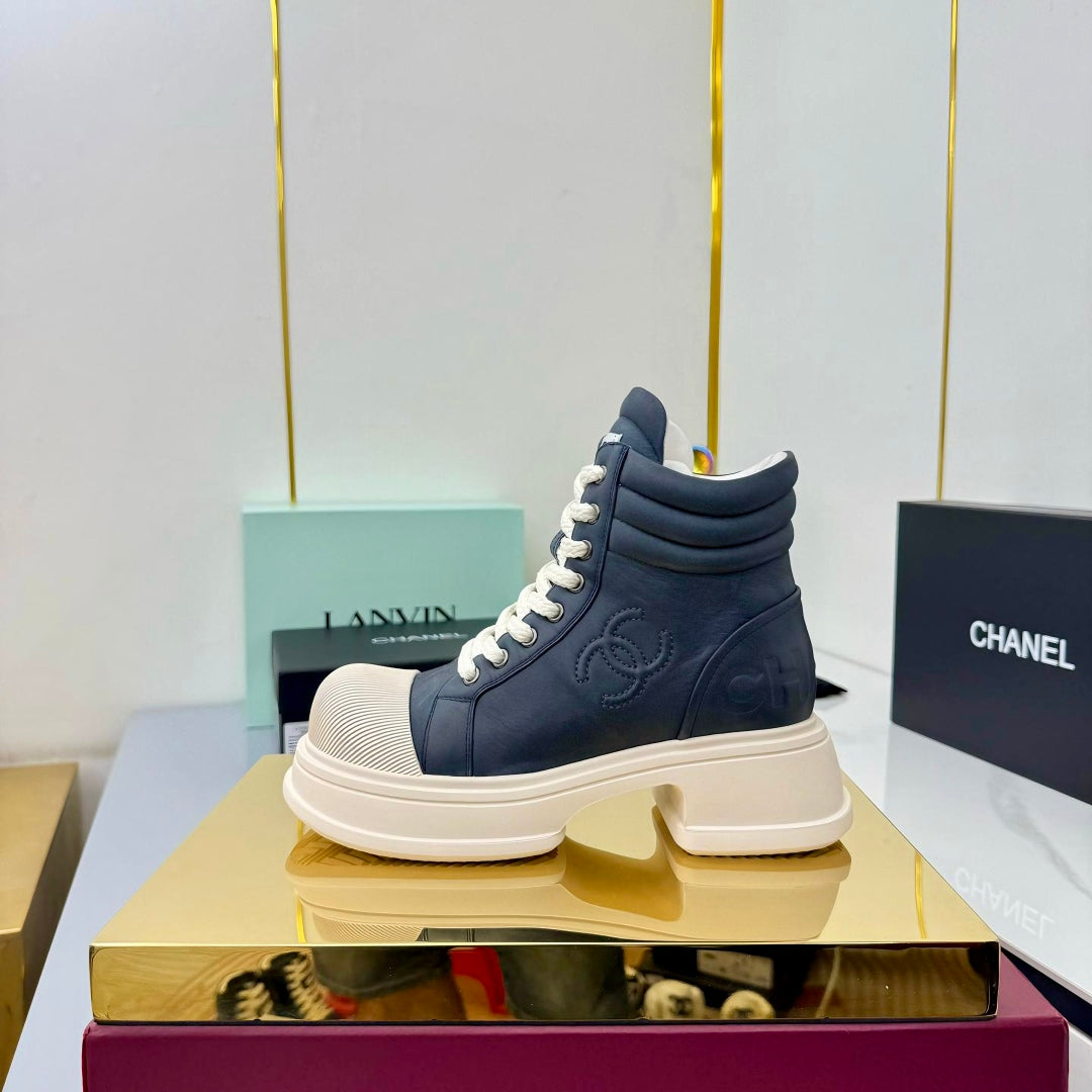 Chanel 2025 High-Top Sneakers Blue White Cowhide 469788