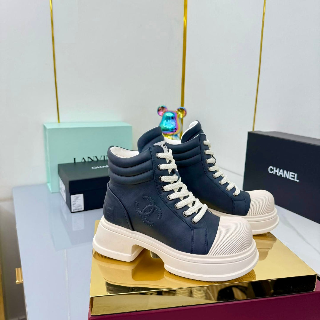 Chanel 2025 High-Top Sneakers Blue White Cowhide 469788