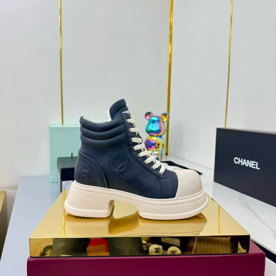 Chanel 2025 High-Top Sneakers Blue White Cowhide 469788