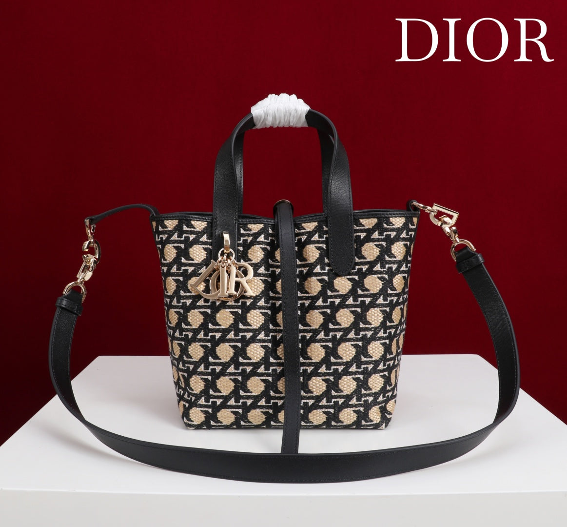 CD Toujours Vertical Small Bag 19Diamond Black Beige Leather