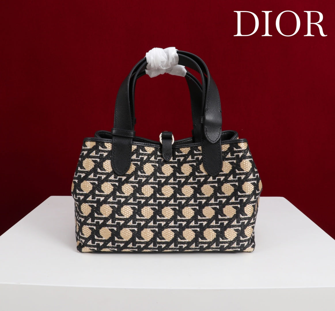 CD Toujours Small Bag 23 Diamond Black Beige Leather  280283