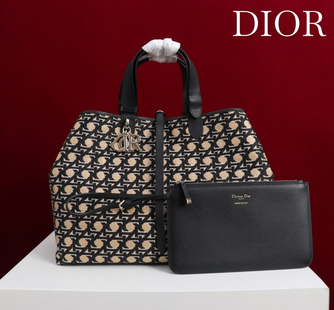CD Toujours  Bag 37 Diamond Black Beige Leather