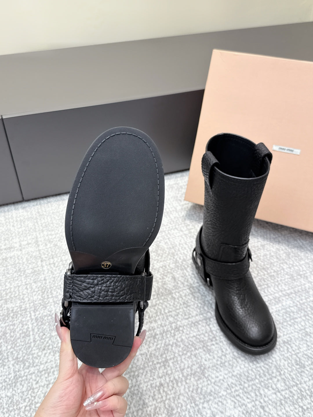 MIU MIU Martin boots Black Sheepskin 461850