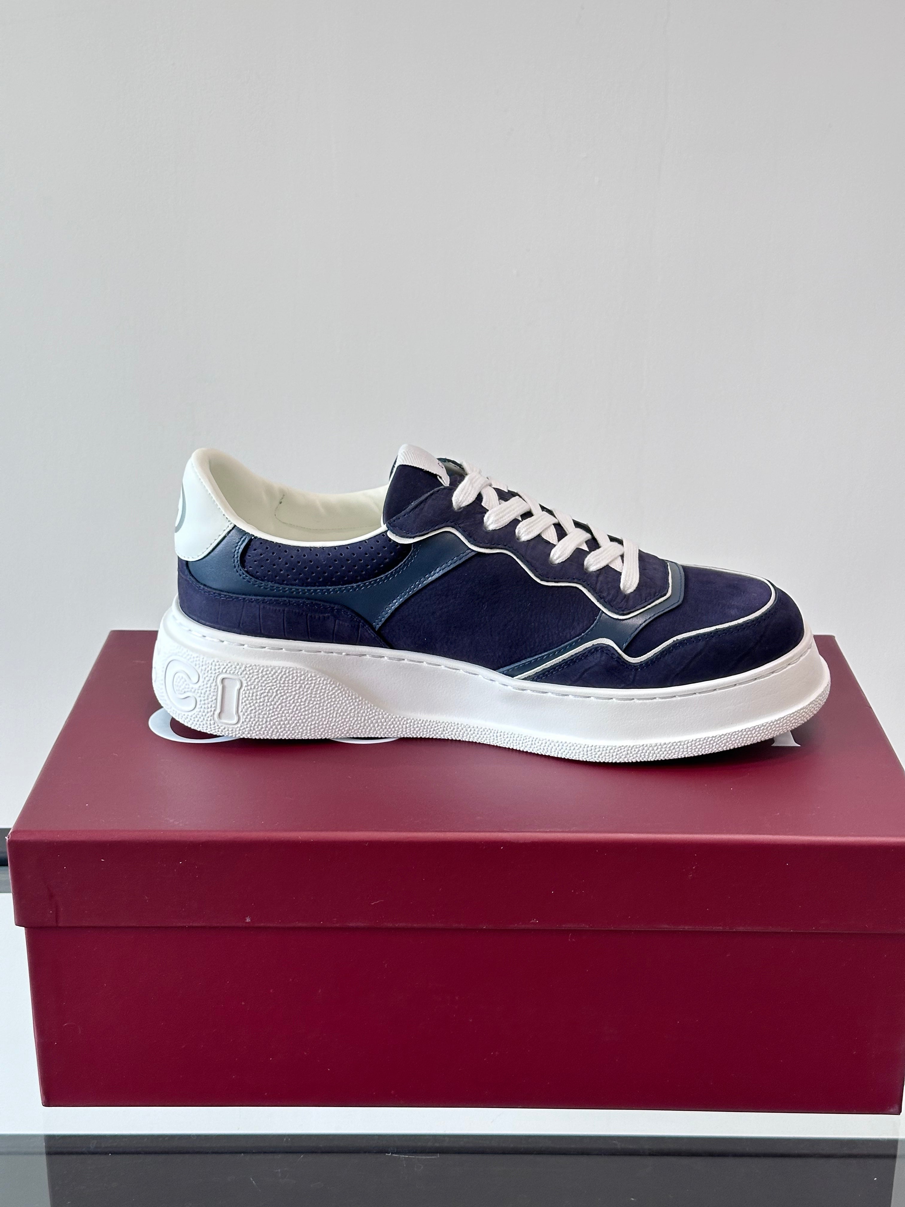 GG Men's Chunky Sneaker Blue Cowhide 535275