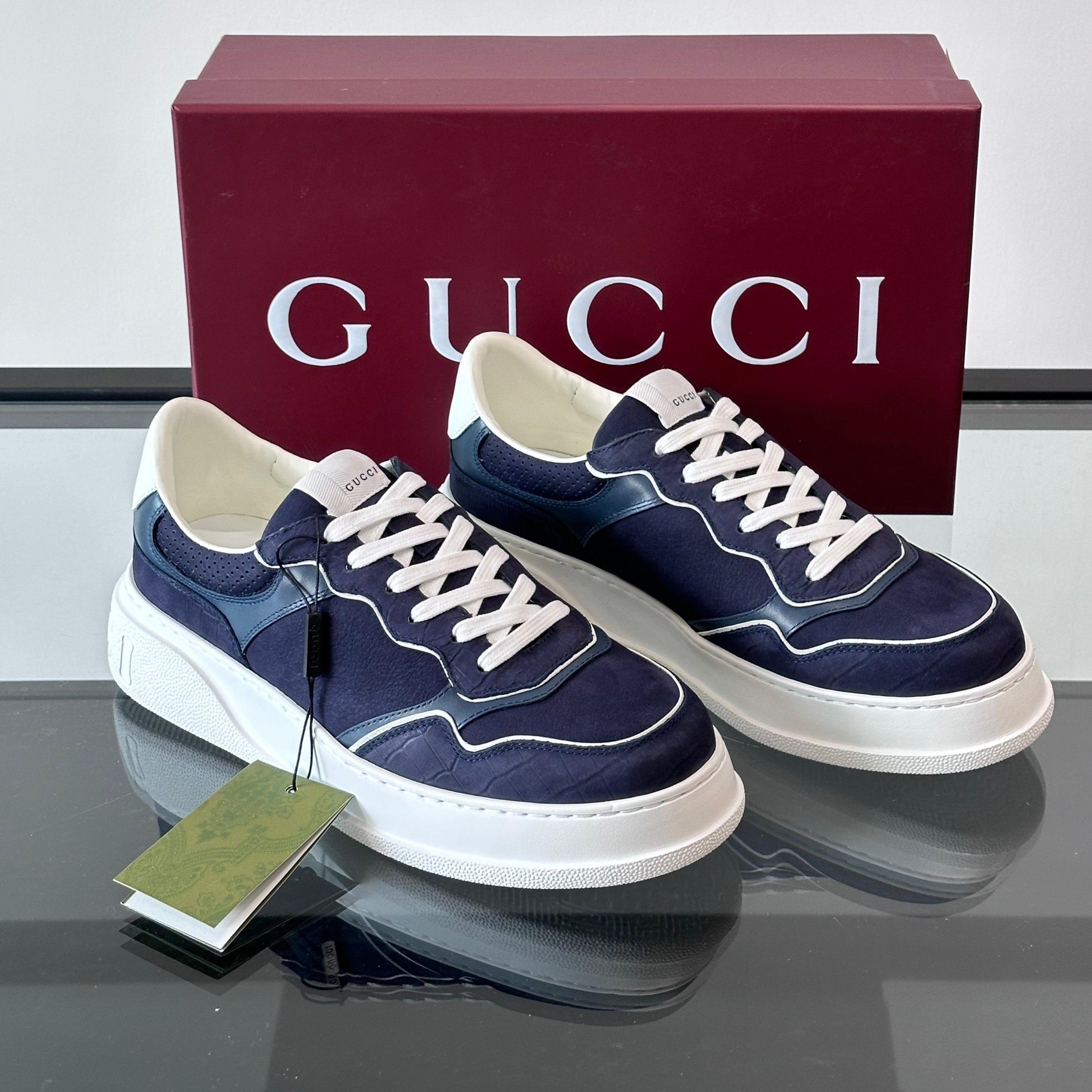 GG Men's Chunky Sneaker Blue Cowhide 535275