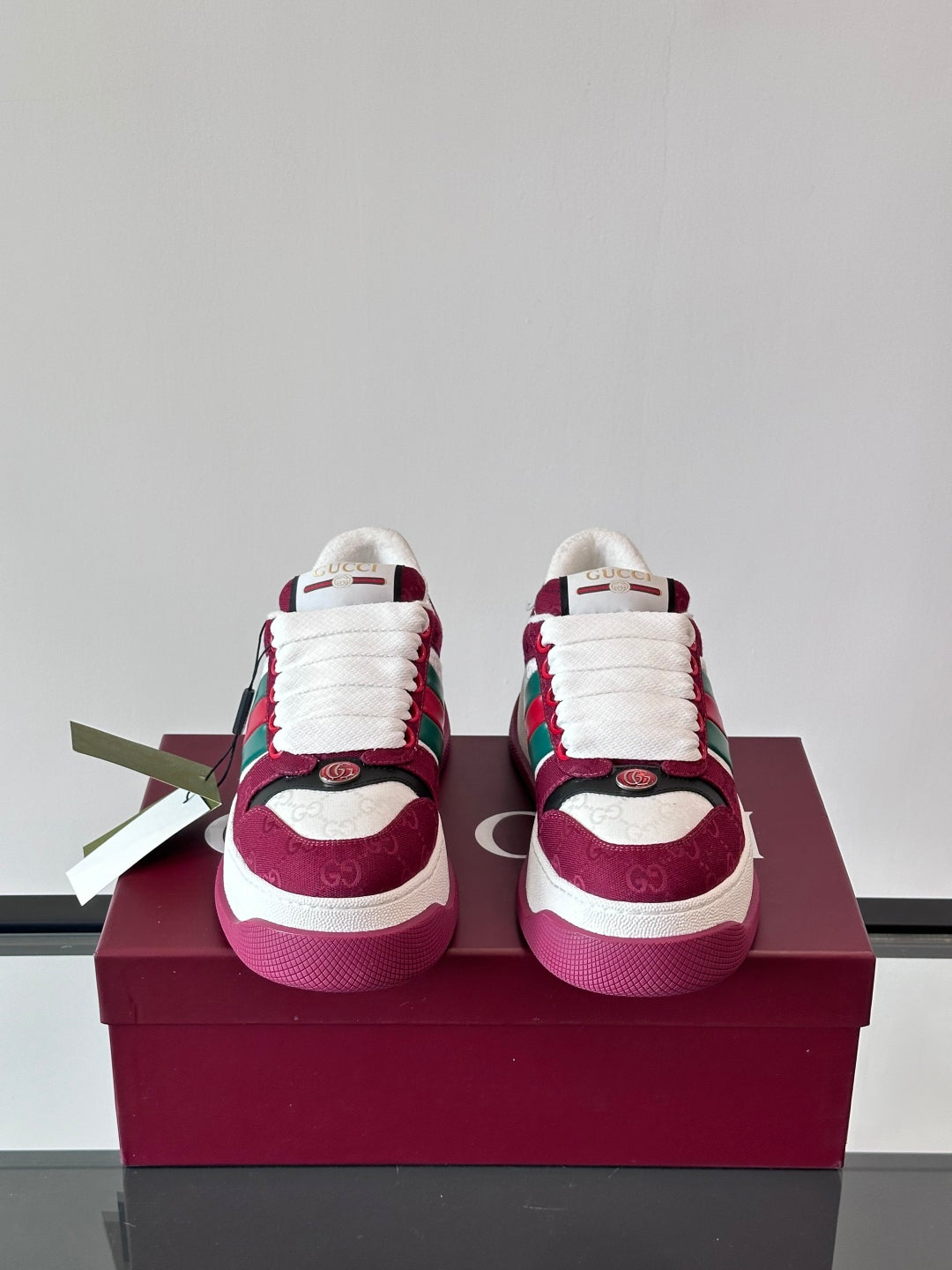 GG Men's Screener Sneaker Red White Canvas 524667