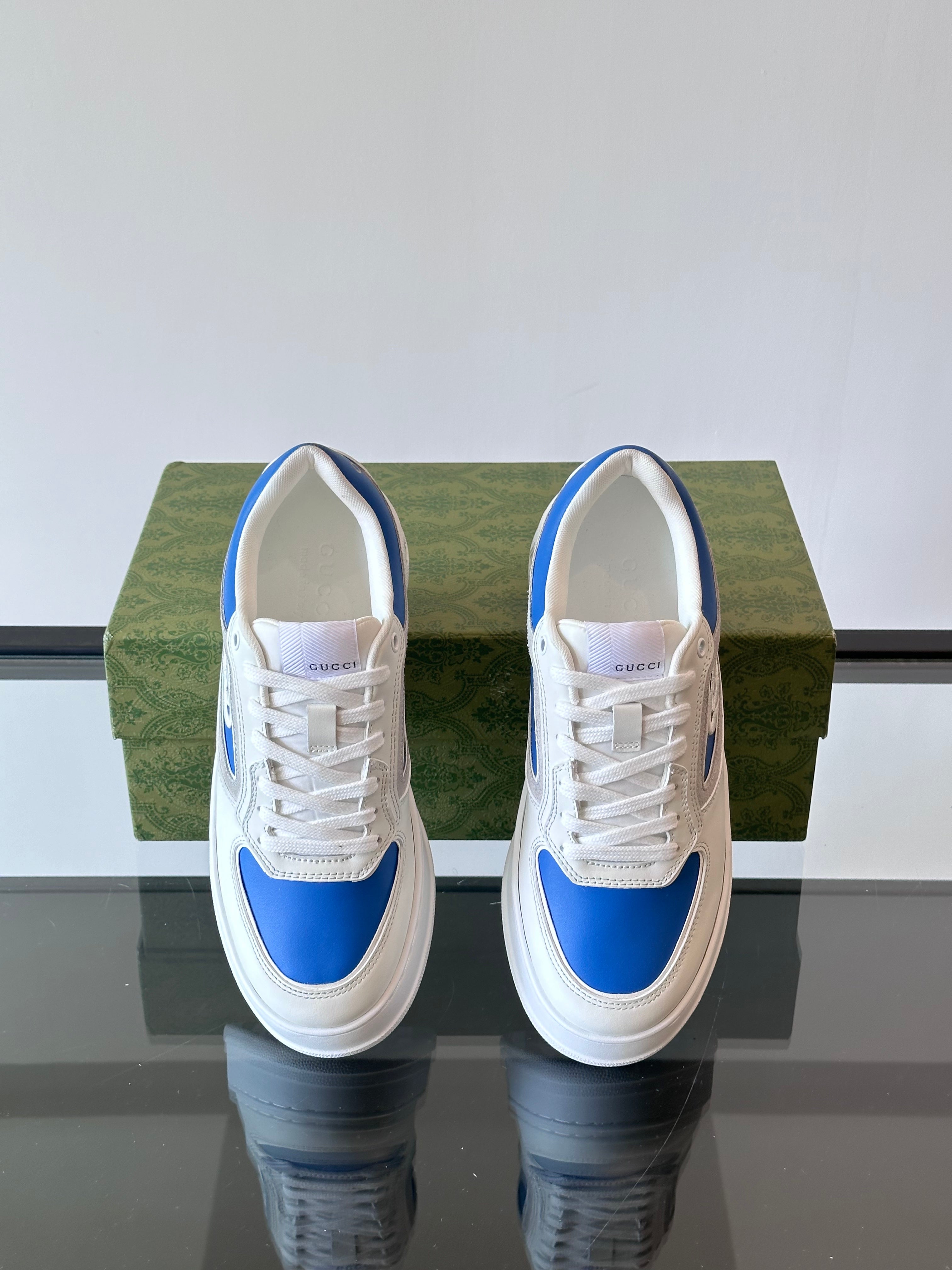 GG Men's Sneaker White Blue Cowhide 535206