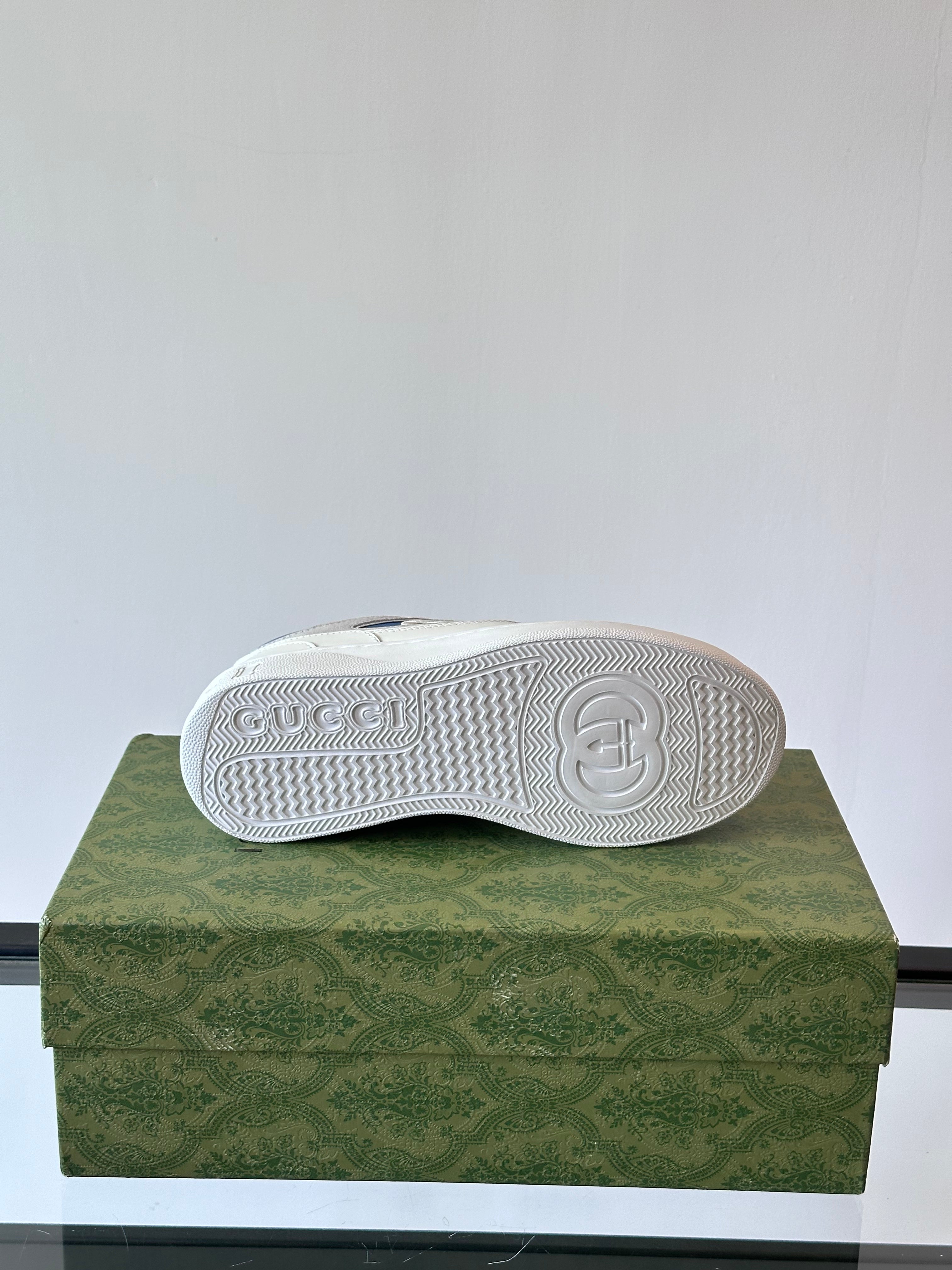 GG Men's Sneaker White Blue Cowhide 535206