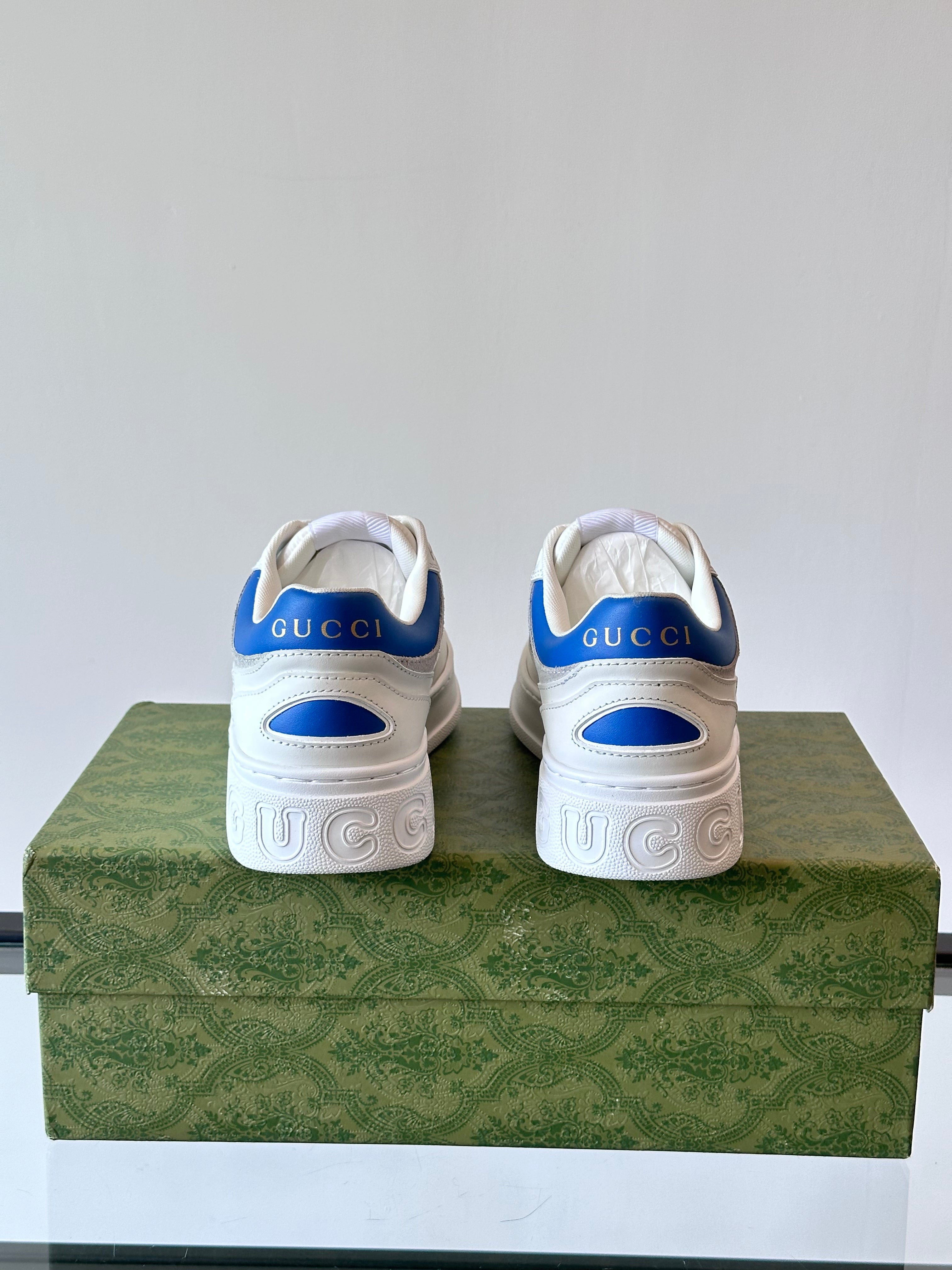 GG Men's Sneaker White Blue Cowhide 535206