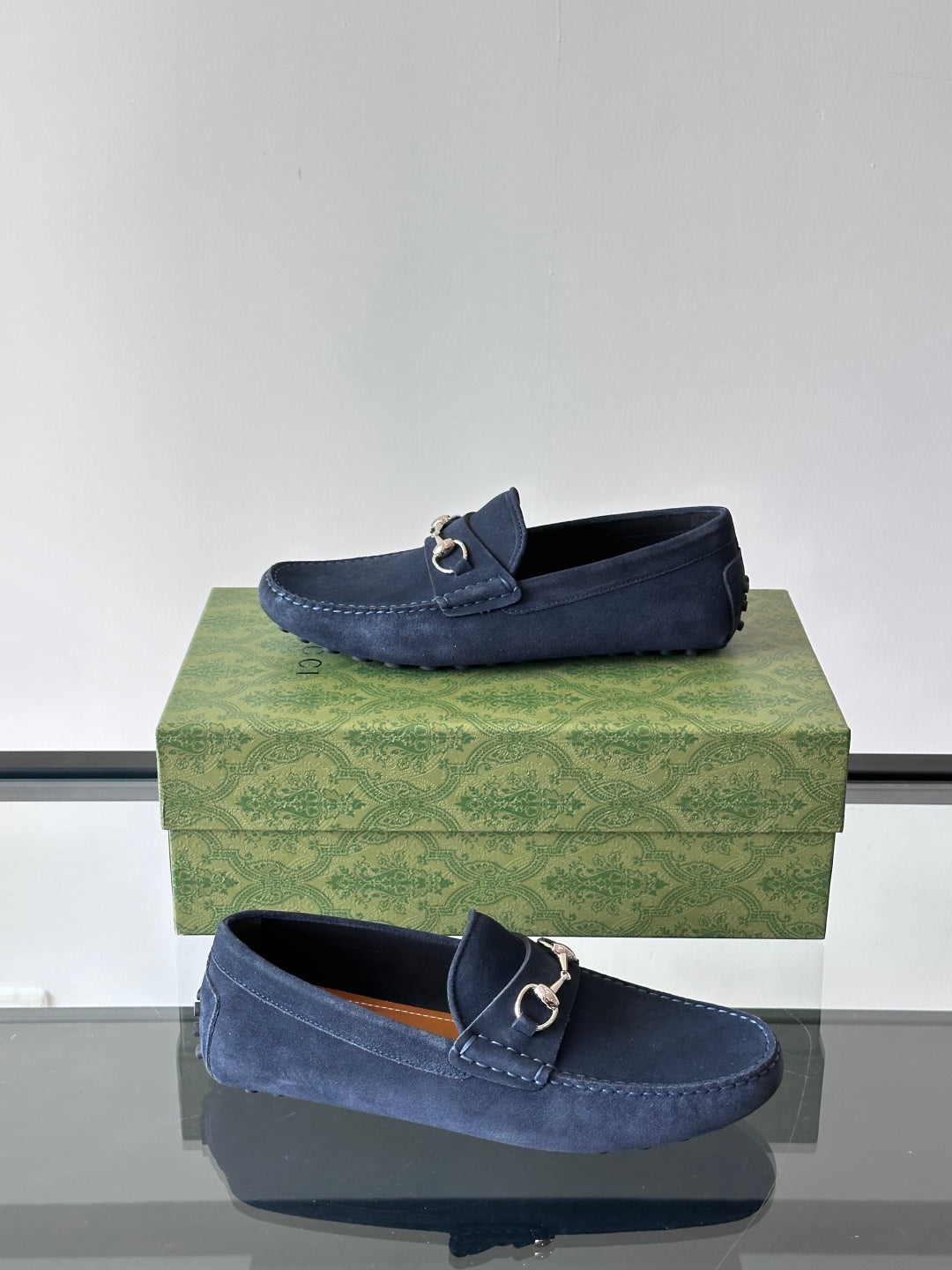 GG Men's Horsebit Loafer Navy Blue Suede 543472