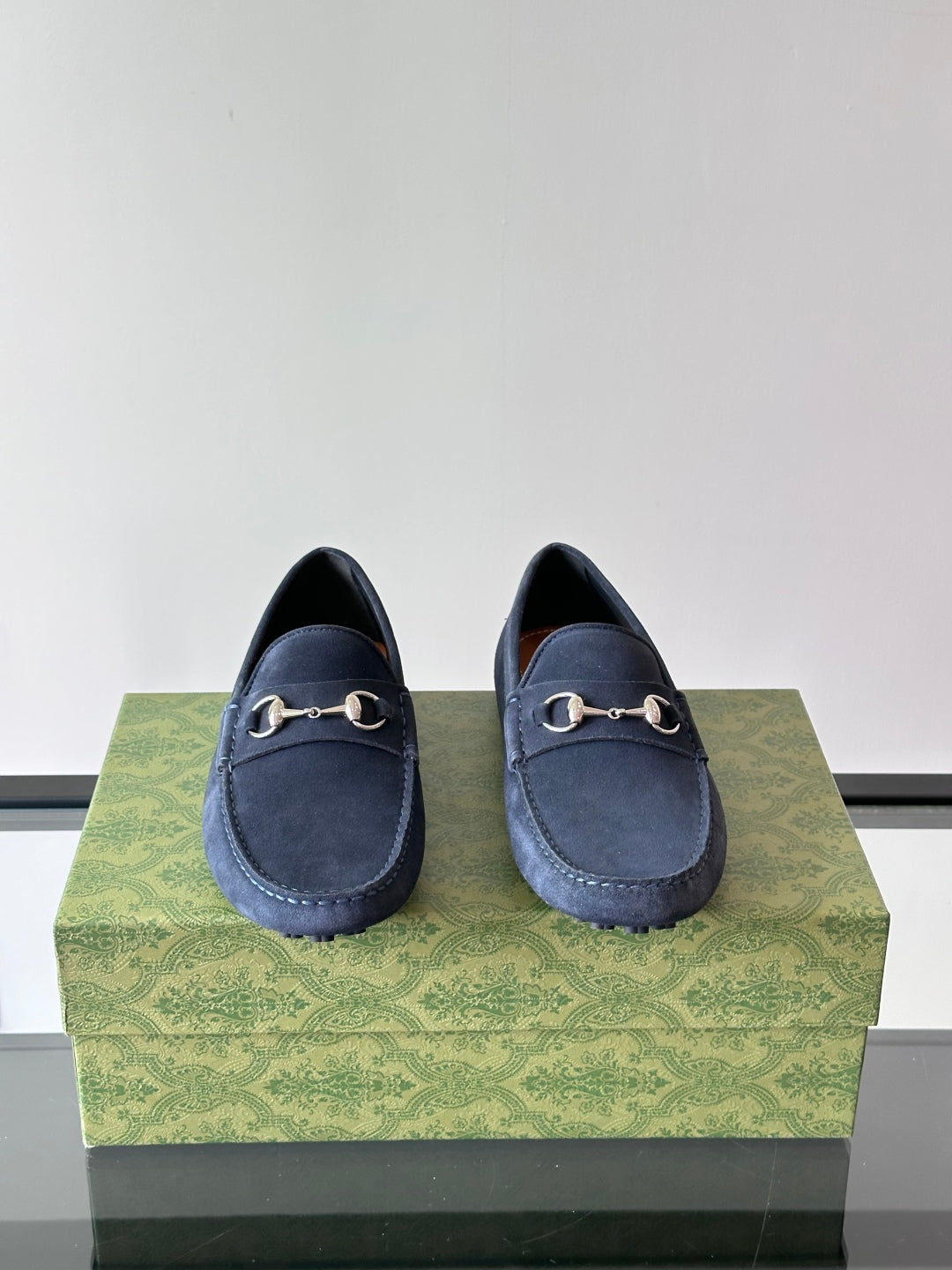 GG Men's Horsebit Loafer Navy Blue Suede 543472