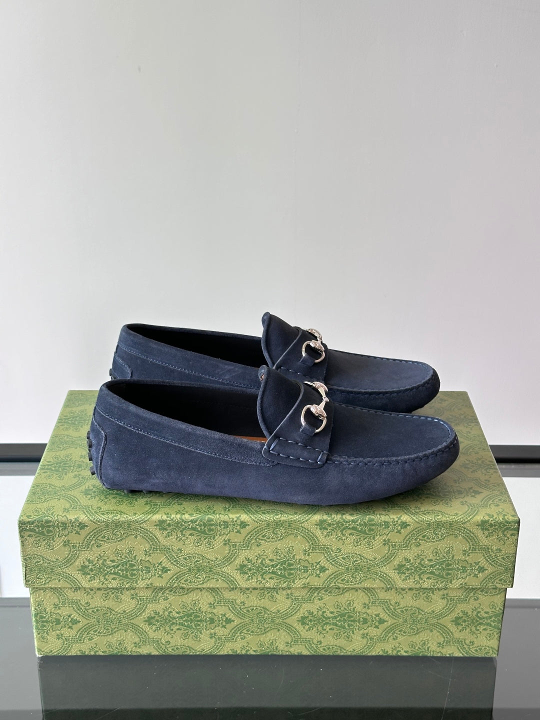GG Men's Horsebit Loafer Navy Blue Suede 543472