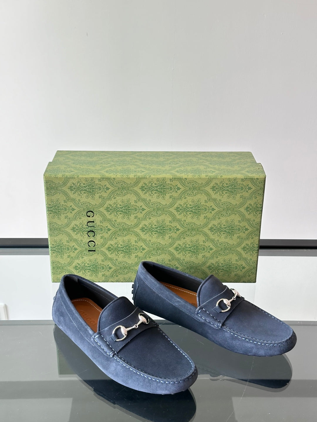 GG Men's Horsebit Loafer Navy Blue Suede 543472