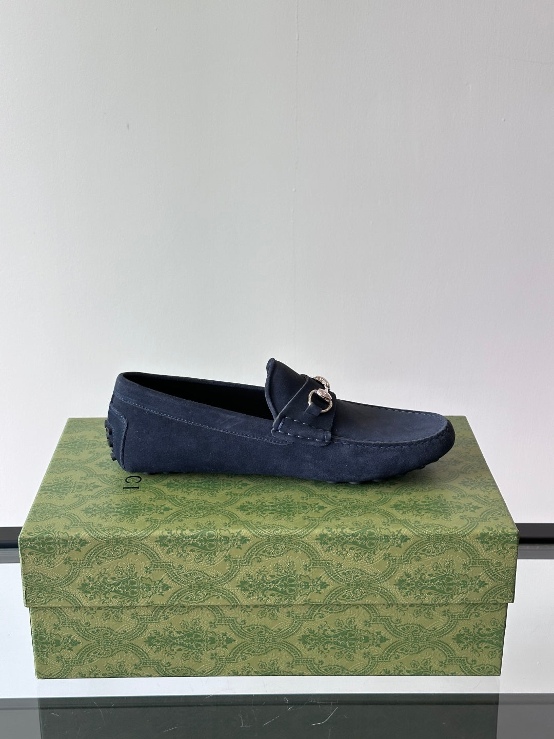 GG Men's Horsebit Loafer Navy Blue Suede 543472