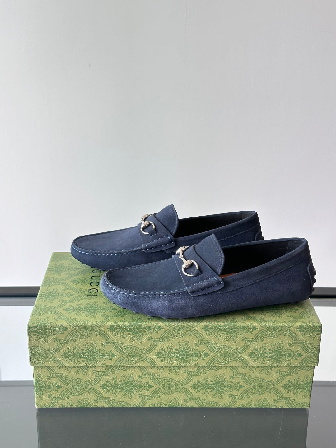 GG Men's Horsebit Loafer Navy Blue Suede 543472