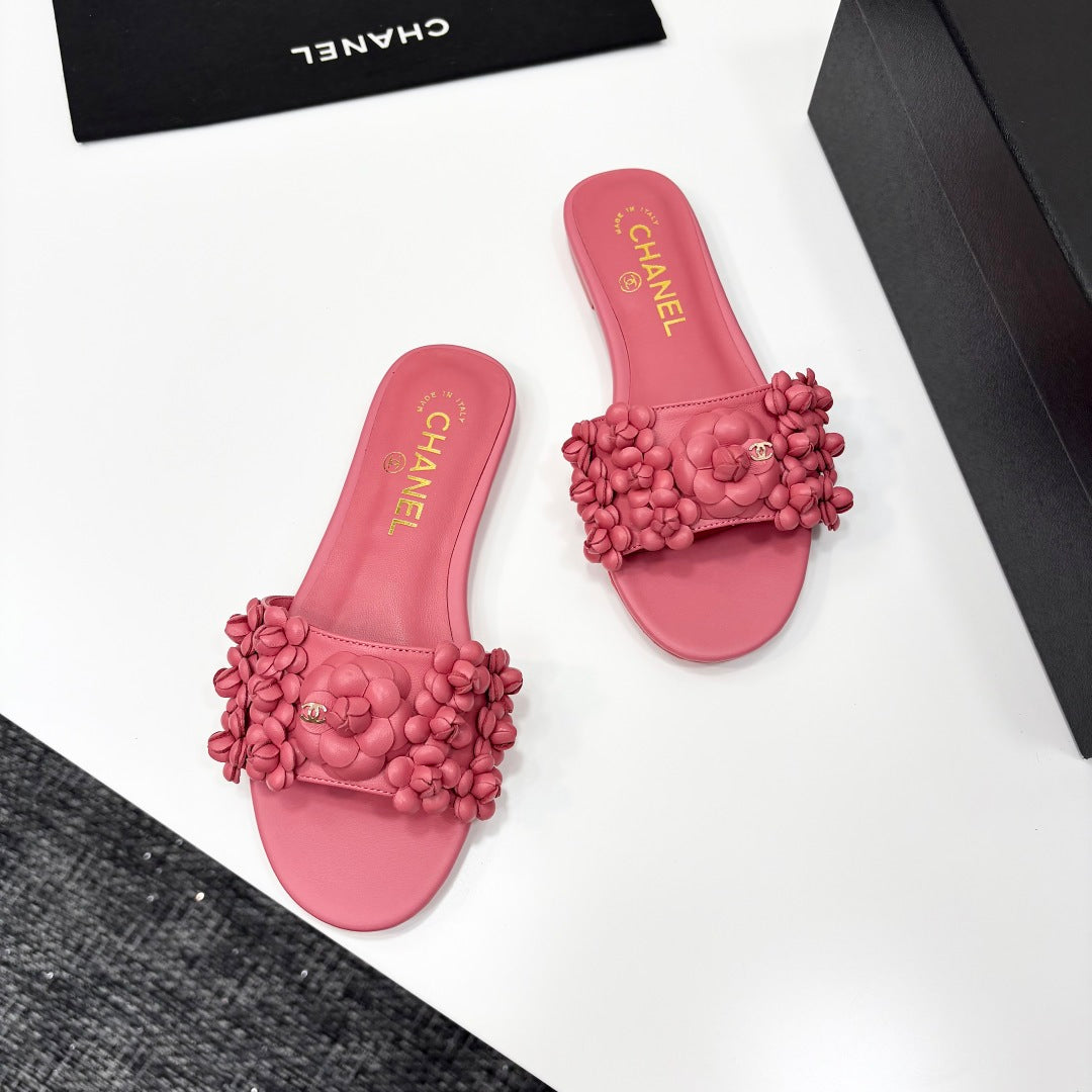 CC 25C Mules Flower Pink Calfskin