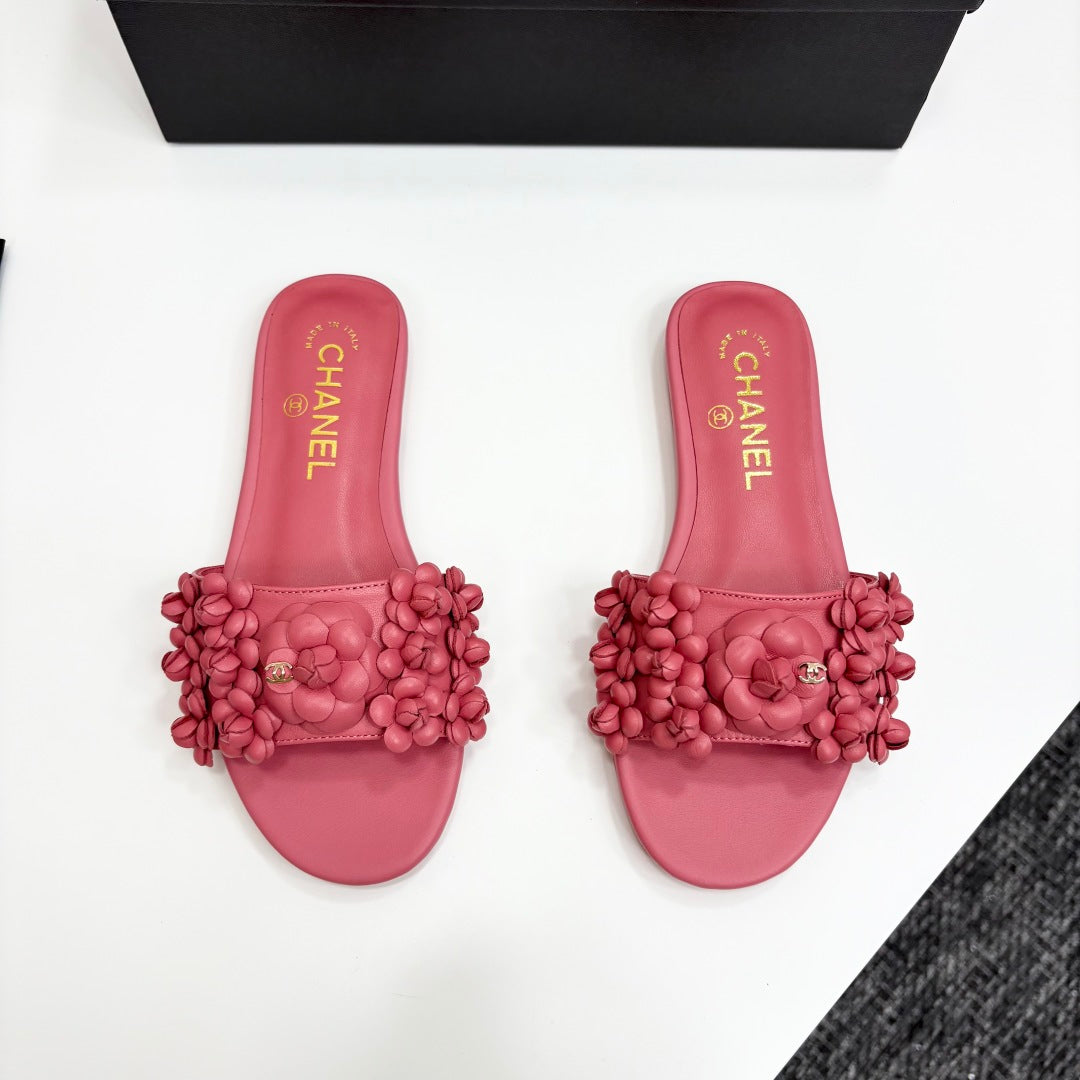 CC 25C Mules Flower Pink Calfskin