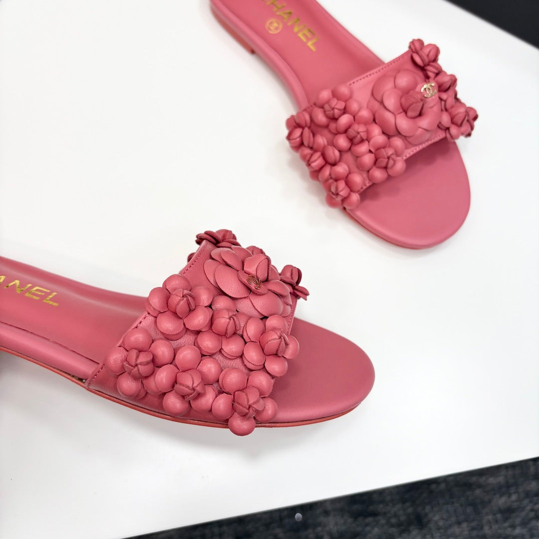 CC 25C Mules Flower Pink Calfskin