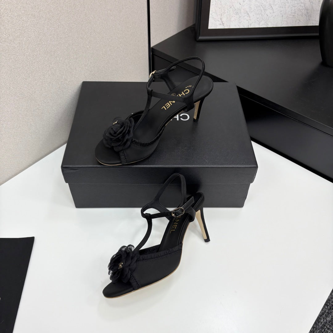 CC 25 Corsage Sandals High Heel Silk and Sheepskin 270791