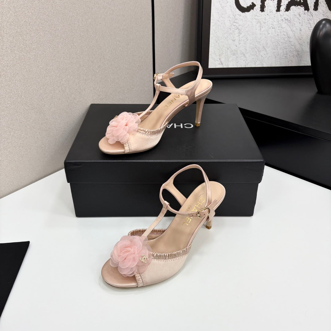 CC 25 Corsage Sandals High Heel Silk and Sheepskin 270791