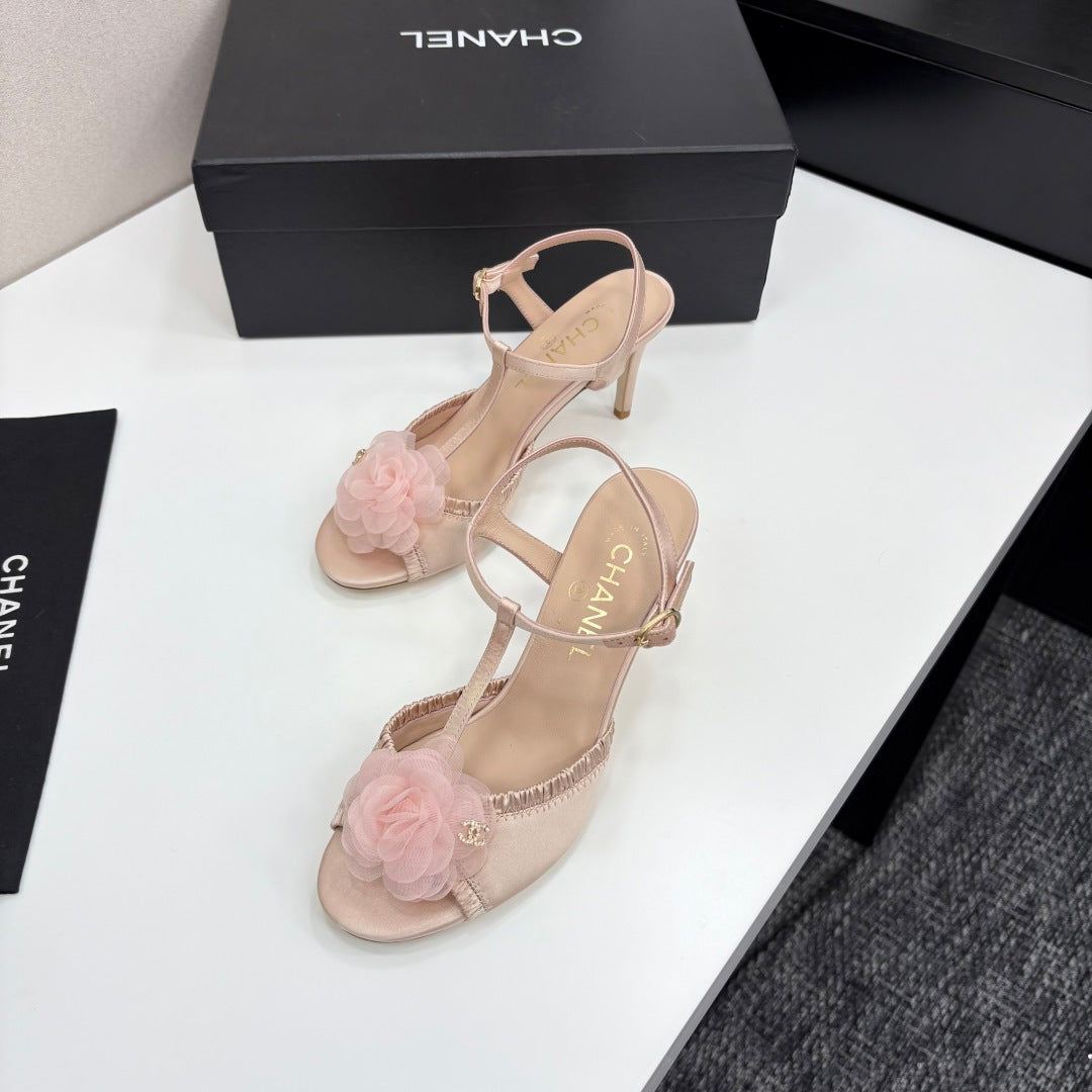 CC 25 Corsage Sandals High Heel Silk and Sheepskin 270791