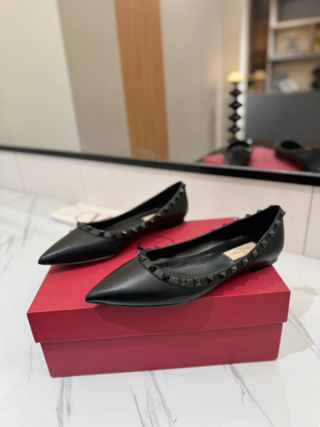 VT Rockstud Ballet Flat Black Goatskin 351986