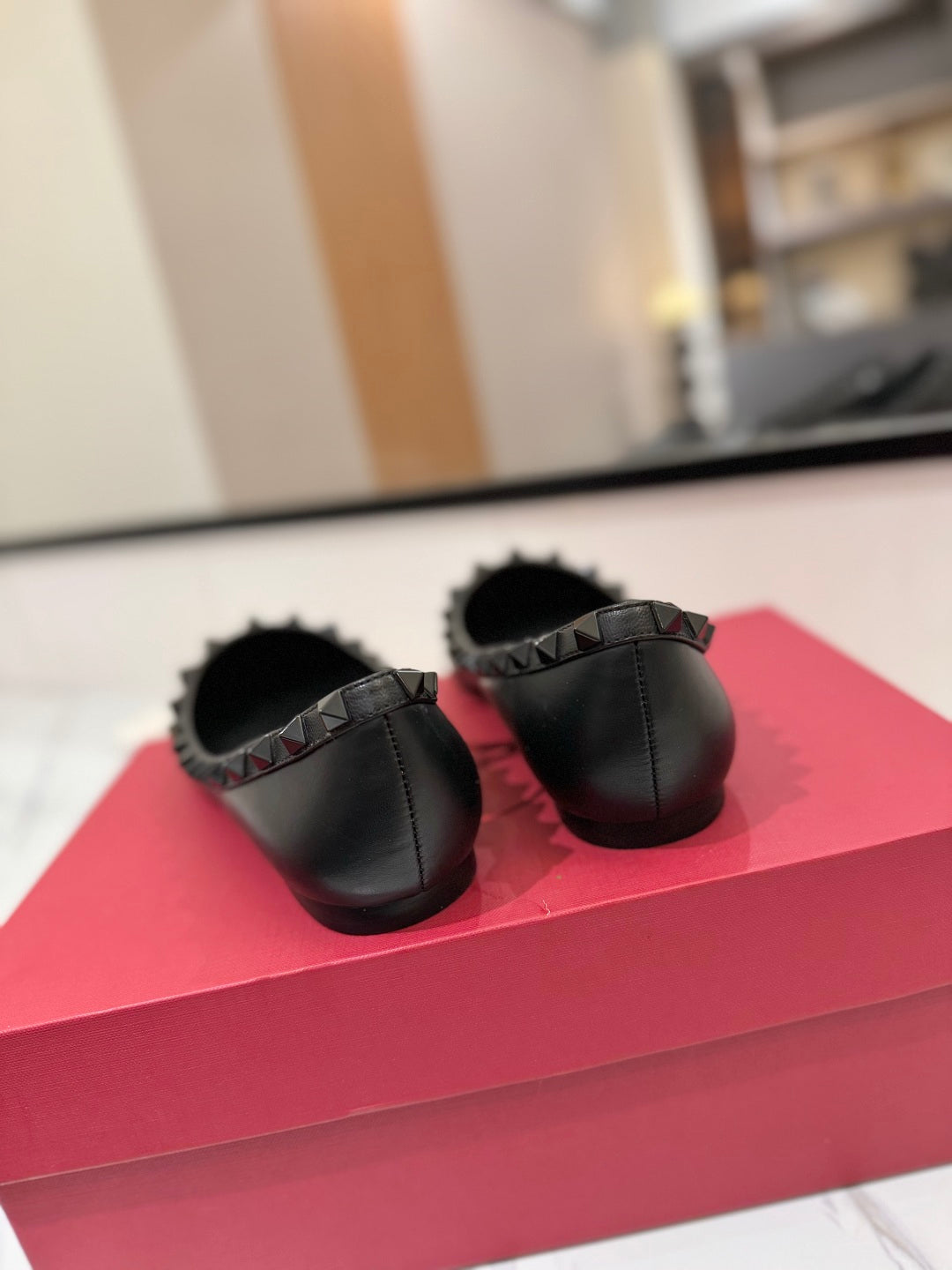 VT Rockstud Ballet Flat Black Goatskin 351986