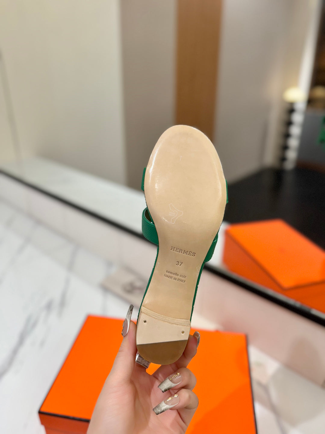 HM Oasis Sandals Green Cowhide 294846