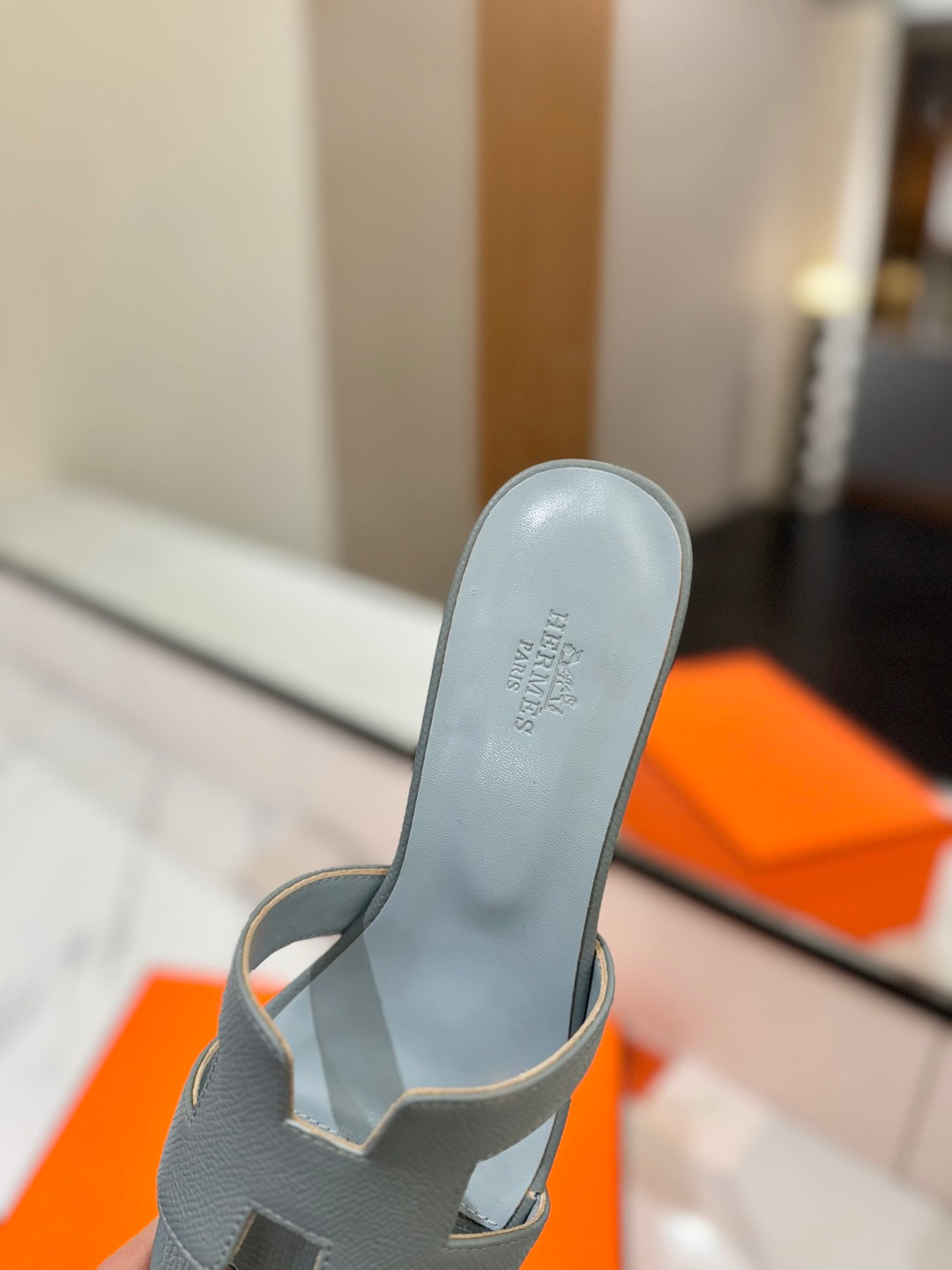 HM Oasis Sandals Blue Gray Cowhide 294847