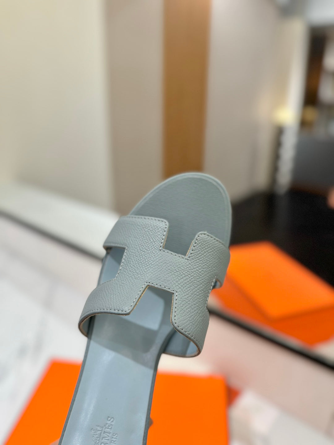 HM Oasis Sandals Blue Gray Cowhide 294847