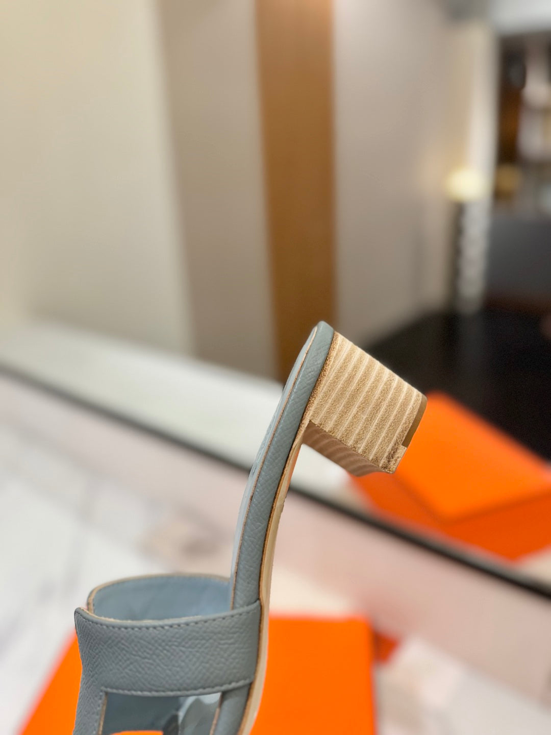 HM Oasis Sandals Blue Gray Cowhide 294847