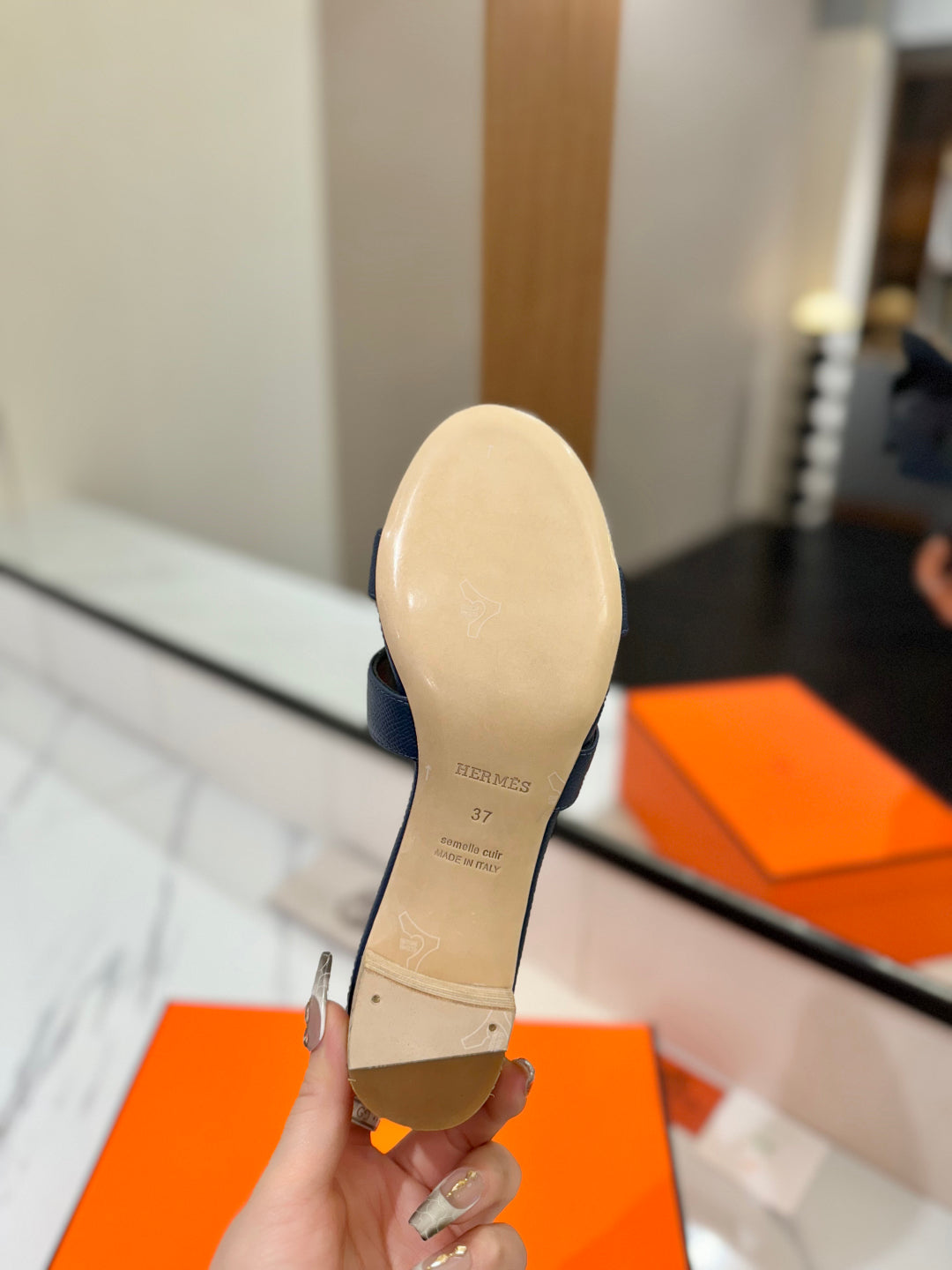 HM Oasis Sandals Navy Blue Cowhide 294848