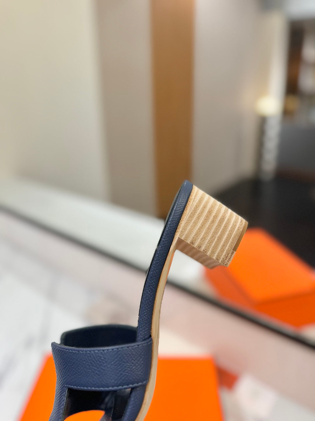 HM Oasis Sandals Navy Blue Cowhide 294848