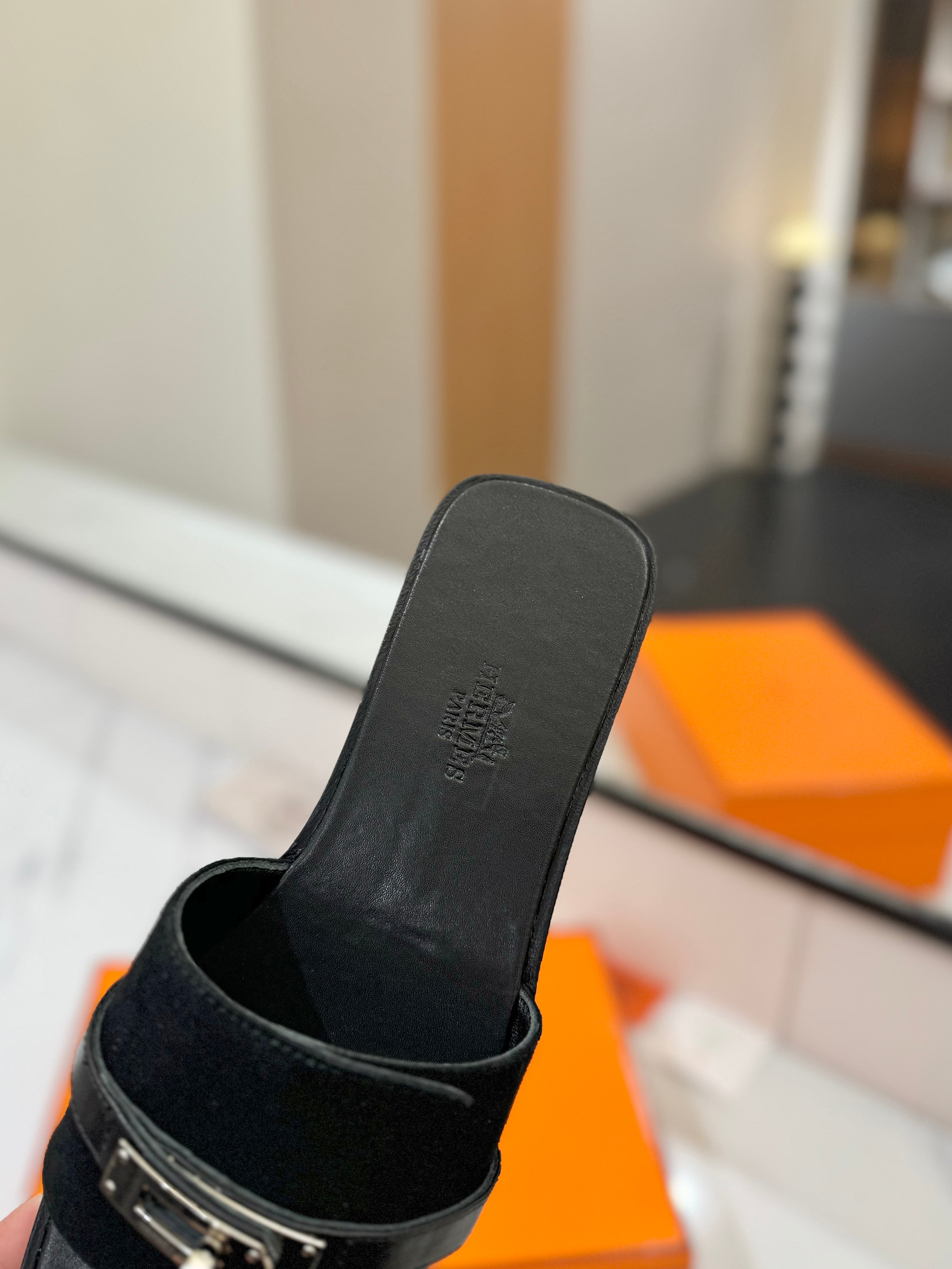 HM Giulia Sandal Black Suede and Calfskin 254585