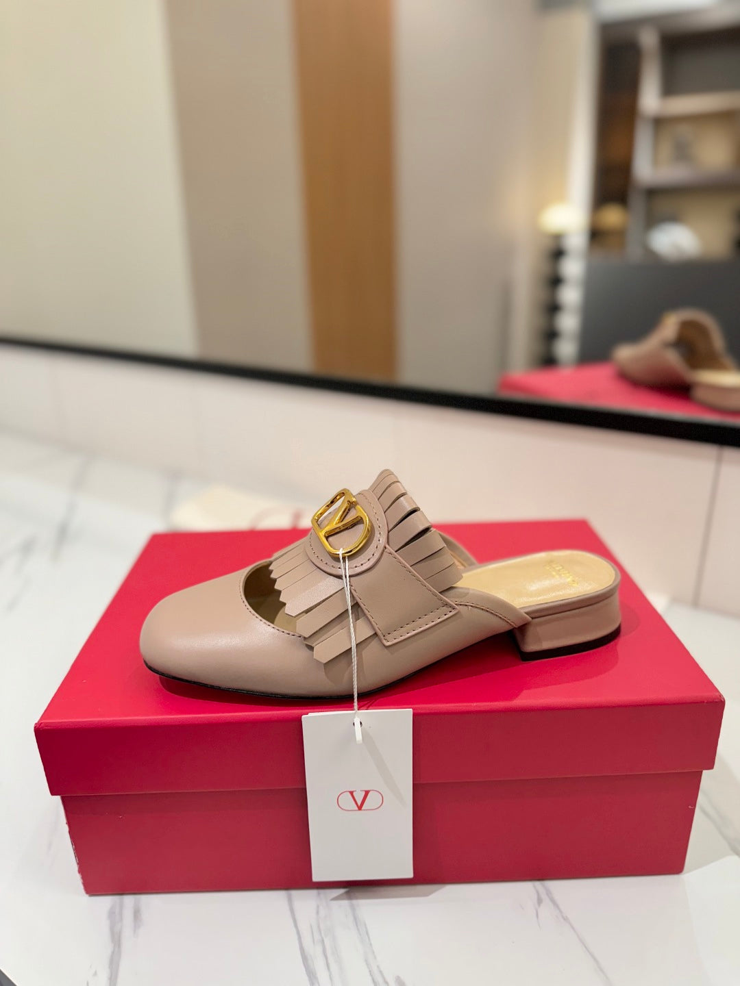 VT 2025 Signature Mule Pure Beige Calf Leather 295081