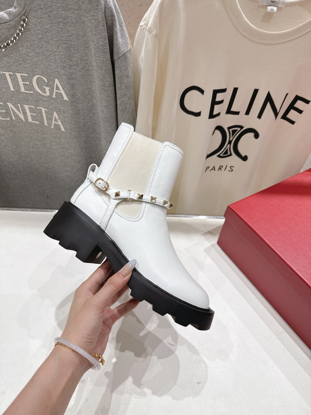 VT ankle boots white black calfskin 174447