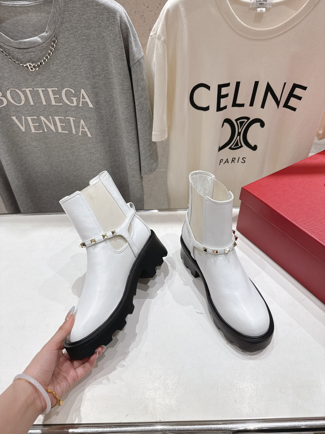 VT ankle boots white black calfskin 174447
