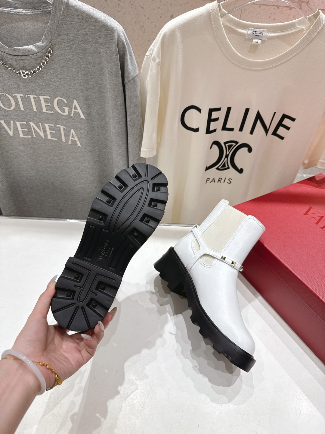 VT ankle boots white black calfskin 174447