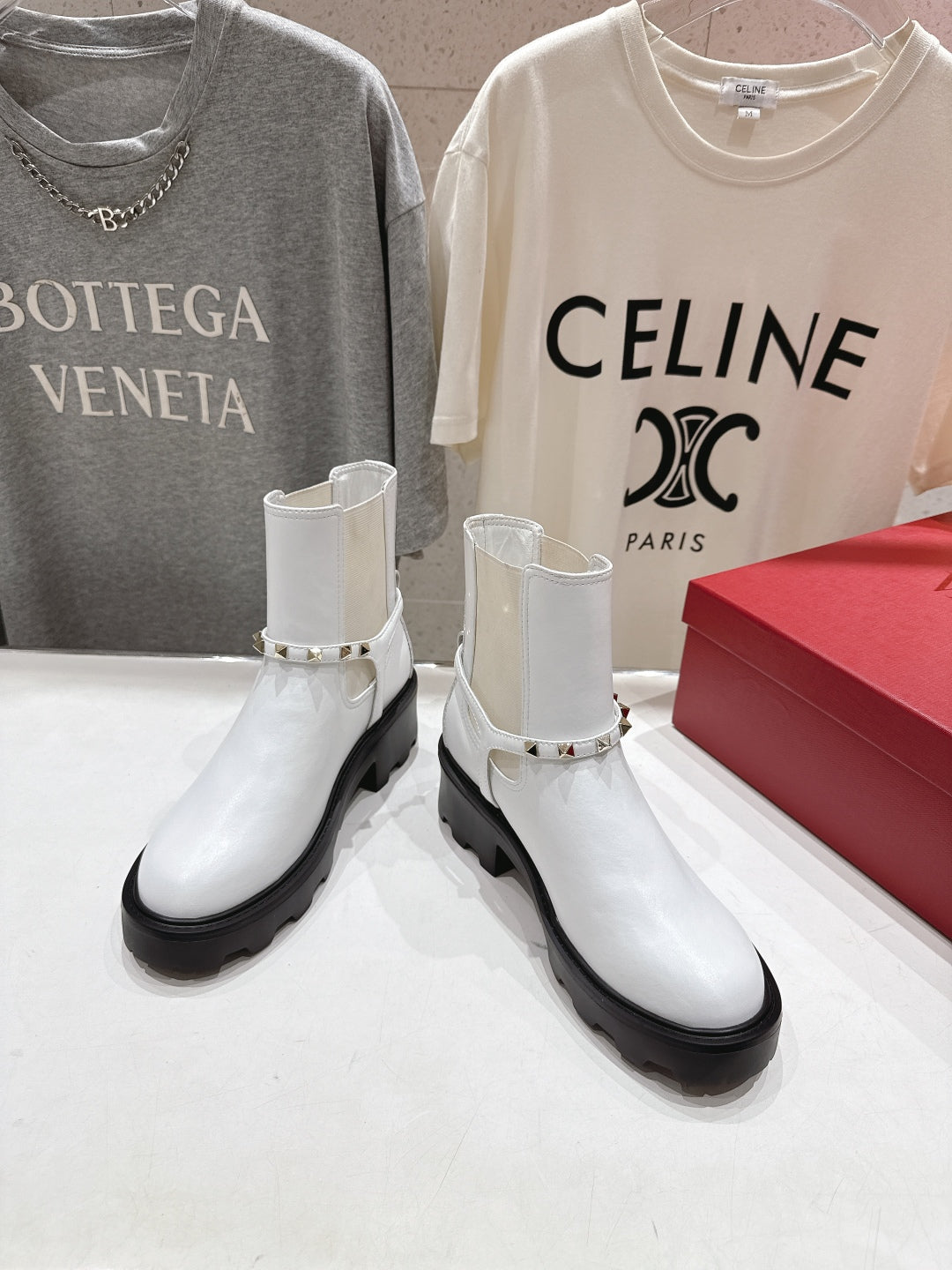 VT ankle boots white black calfskin 174447