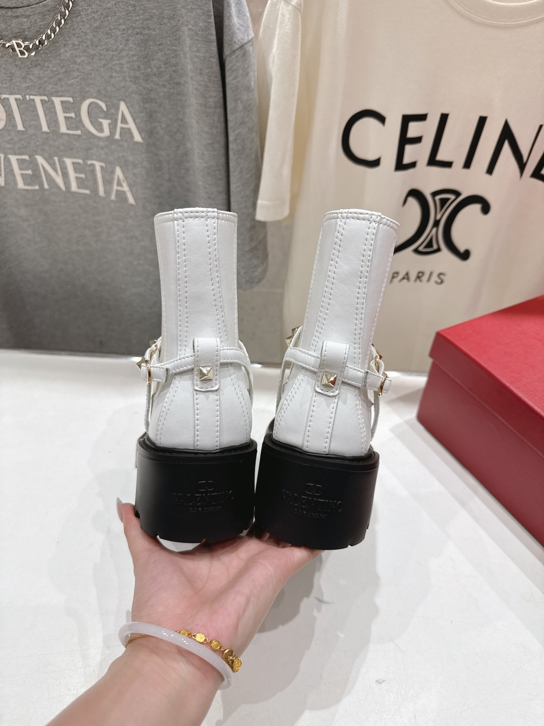 VT ankle boots white black calfskin 174447