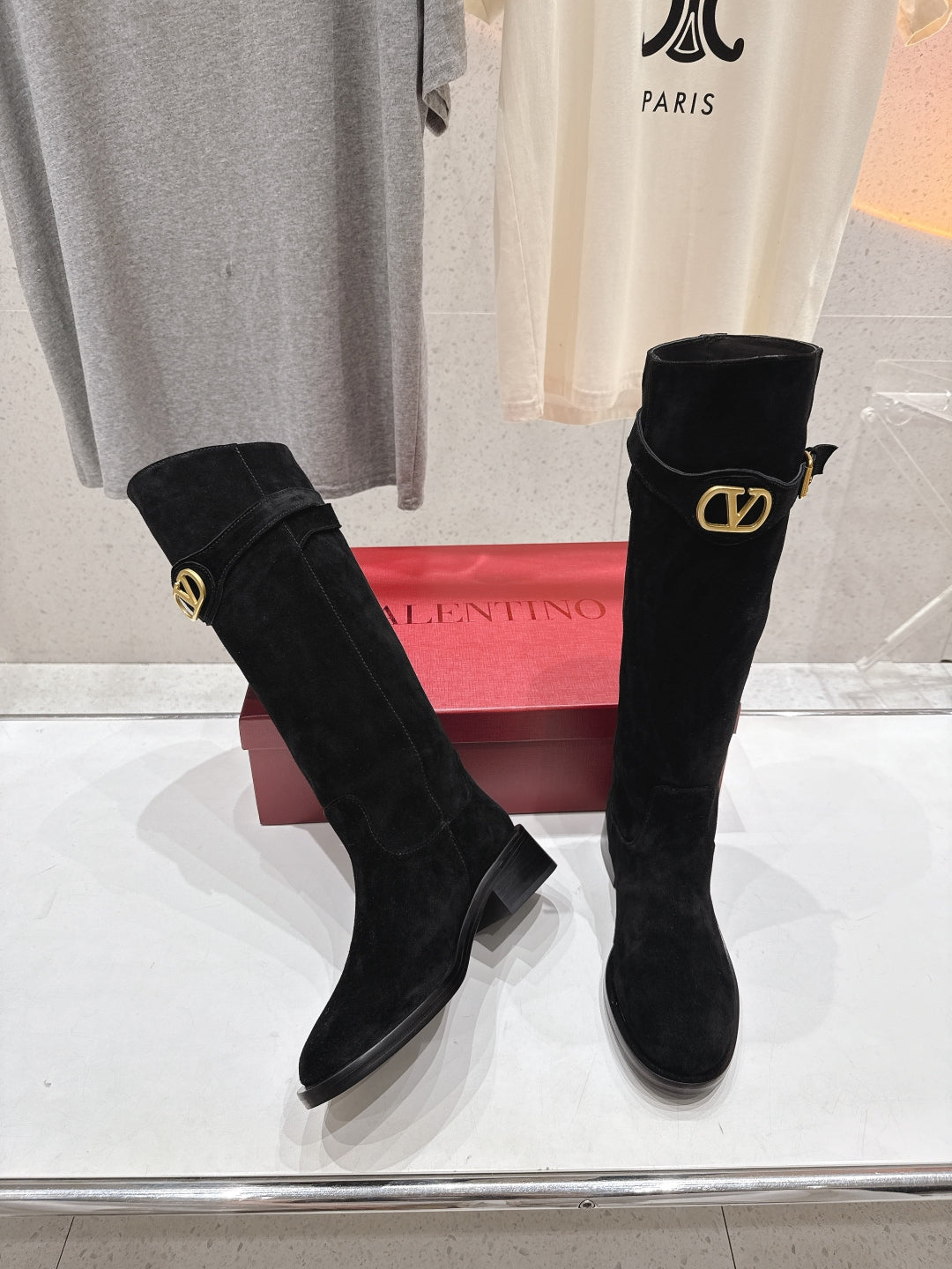 VT long boots black suede 174427