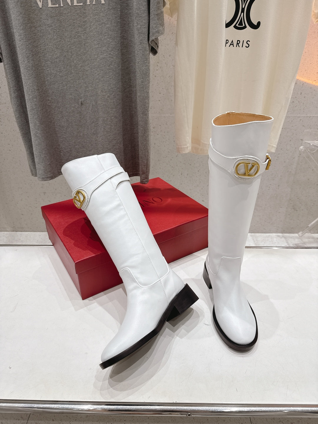 VT long boots white calfskin 174429