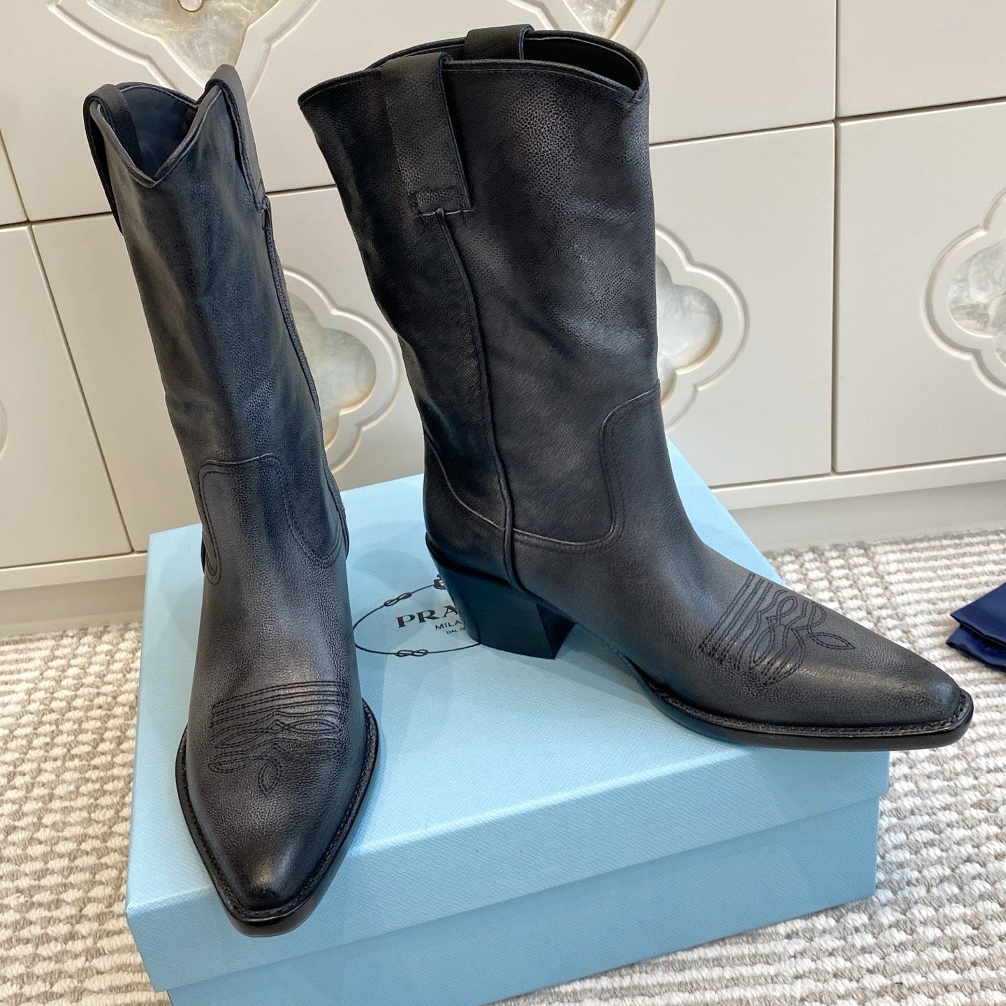 Prada 25 Boot Black Cowhide 501415